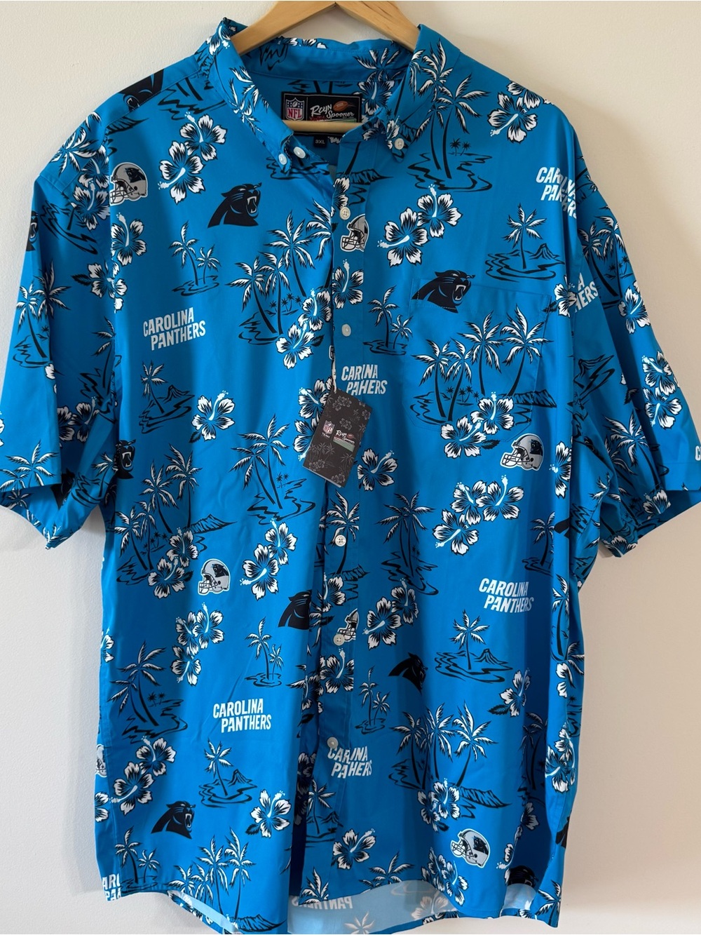 Carolina Panthers Reyn Spooner Kekai Blue Hawaiian ButtonUp Shirt 3XL NFL